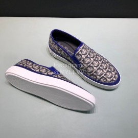 Ferragamo Printed Leather Casual Shoes For Men Blue
