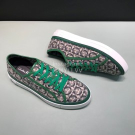 Ferragamo Printed Leather Lace Up Casual Shoes For Men Green