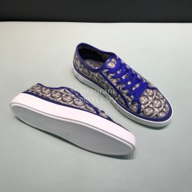 Ferragamo Printed Leather Lace Up Casual Shoes For Men Blue