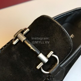 Ferragamo Cowhide Velvet Gancini Buckle Casual Shoes For Men Black