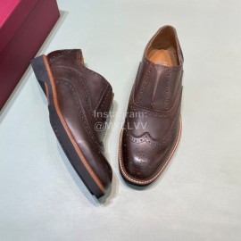 Ferragamo Vintage Calf Brock Carved Casual Shoes For Men Brown