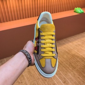 Ferragamo Fashion Leather Casual Sneakers For Men Yellow