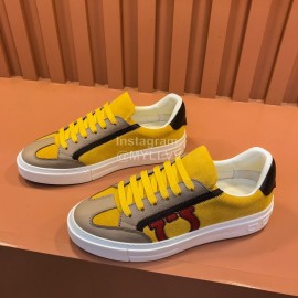 Ferragamo Fashion Leather Casual Sneakers For Men Yellow