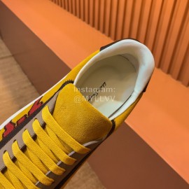 Ferragamo Fashion Leather Casual Sneakers For Men Yellow