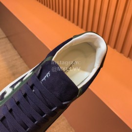 Ferragamo Fashion Leather Casual Sneakers For Men Navy