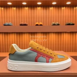 Ferragamo Fashion Leather Casual Sneakers For Men Tan