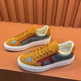 Ferragamo Fashion Leather Casual Sneakers For Men Tan