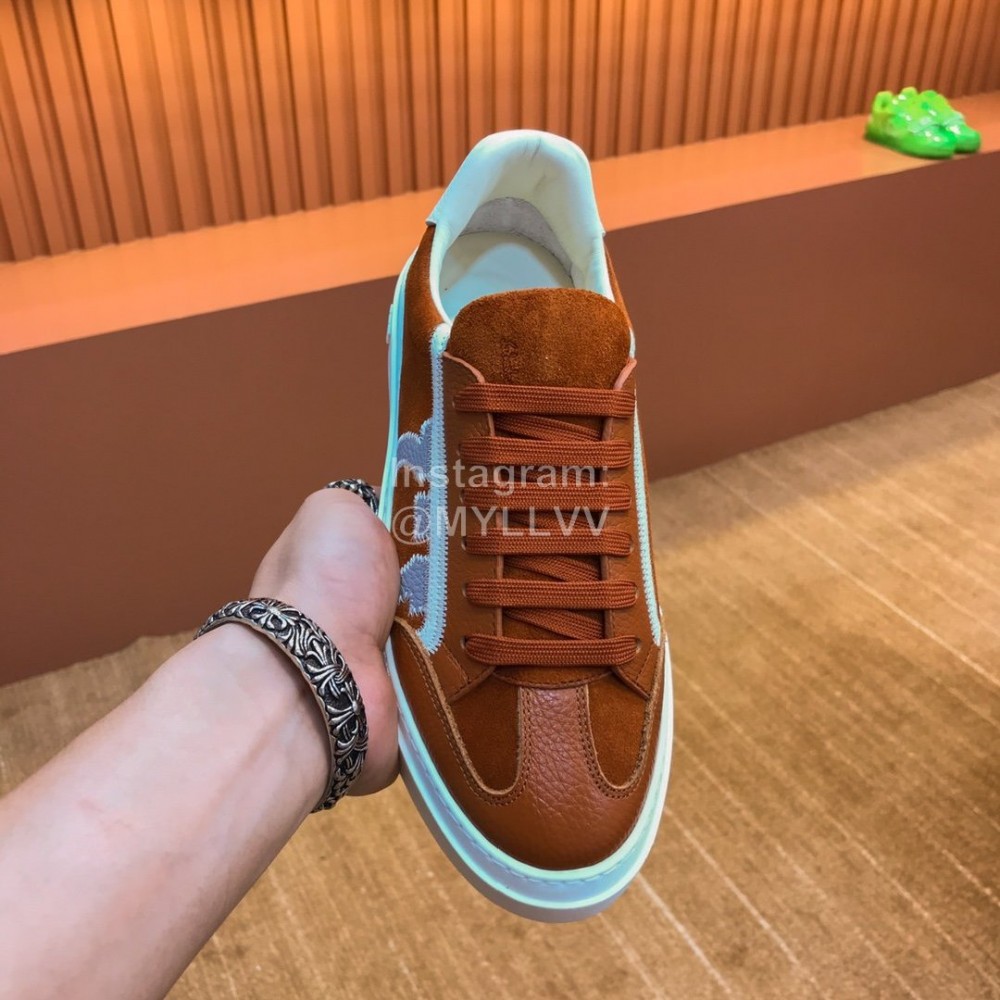 Ferragamo Fashion Leather Casual Sneakers For Men Brown