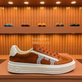 Ferragamo Fashion Leather Casual Sneakers For Men Brown