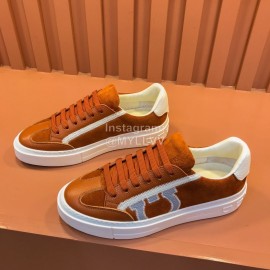 Ferragamo Fashion Leather Casual Sneakers For Men Brown