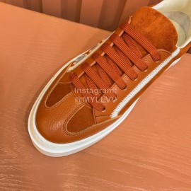 Ferragamo Fashion Leather Casual Sneakers For Men Brown