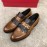 Ferragamo Calf Leather Metal Buckle Casual Shoes For Men Brown