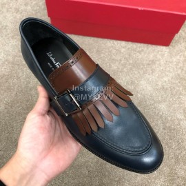 Ferragamo Calf Leather Metal Buckle Casual Shoes For Men