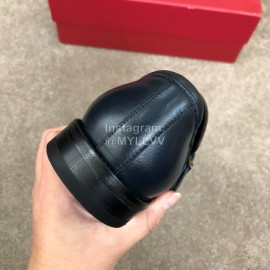 Ferragamo Calf Leather Metal Buckle Casual Shoes For Men