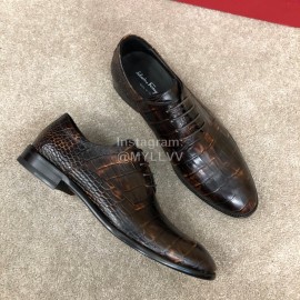 Ferragamo Calf Leather Lace Up Casual Shoes For Men