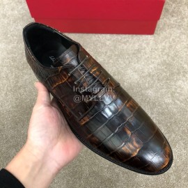 Ferragamo Calf Leather Lace Up Casual Shoes For Men