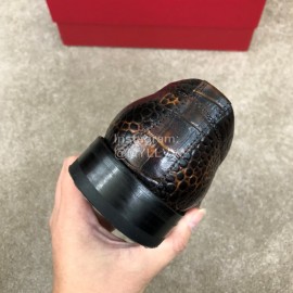 Ferragamo Calf Leather Lace Up Casual Shoes For Men