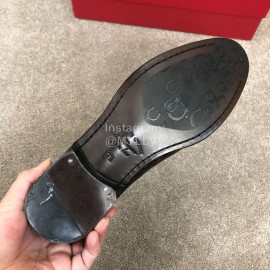 Ferragamo Calf Leather Lace Up Casual Shoes For Men