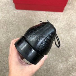 Ferragamo Calf Leather Lace Up Casual Shoes For Men Black