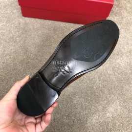 Ferragamo Calf Leather Lace Up Casual Shoes For Men Brown