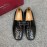 Ferragamo Plaid Calf Leather Casual Shoes For Men Black