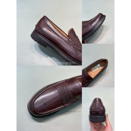 Ferragamo New Calf Leather Casual Shoes For Men Brown