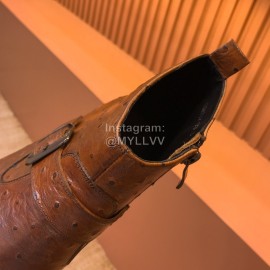 Ferragamo New Calf Leather Casual Short Boots For Men Brown