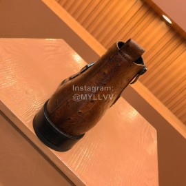 Ferragamo New Calf Leather Casual Short Boots For Men Brown