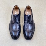 Ferragamo Calf Leather Business Shoes For Men Gray