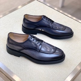 Ferragamo Calf Leather Business Shoes For Men Gray