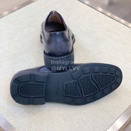 Ferragamo Calf Leather Business Shoes For Men Gray