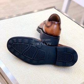 Ferragamo Calf Leather Business Shoes For Men Brown