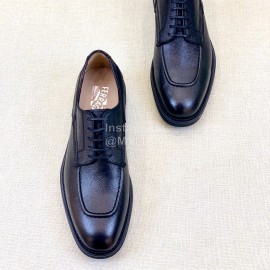 Ferragamo Calf Leather Business Shoes For Men Black
