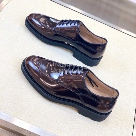 Ferragamo Lace Up Calf Leather Business Shoes For Men Coffee