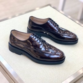 Ferragamo Lace Up Calf Leather Business Shoes For Men Coffee