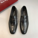 Ferragamo Classic Calf Leather Business Shoes For Men Black