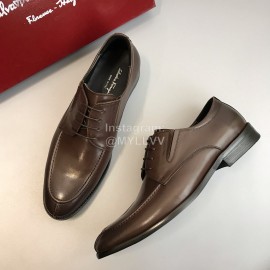Ferragamo Soft Calf Leather Business Shoes For Men Brown