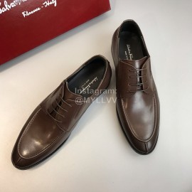 Ferragamo Soft Calf Leather Business Shoes For Men Brown