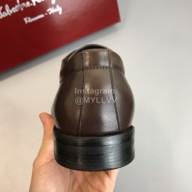 Ferragamo Soft Calf Leather Business Shoes For Men Brown