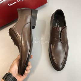 Ferragamo Soft Calf Leather Business Shoes For Men Brown