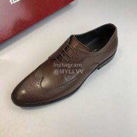 Ferragamo Soft Calf Leather Lace Up Business Shoes For Men Brown