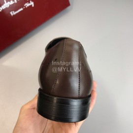 Ferragamo Soft Calf Leather Lace Up Business Shoes For Men Brown