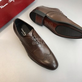 Ferragamo Soft Calf Leather Lace Up Business Shoes For Men Brown