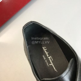 Ferragamo Soft Calf Leather Lace Up Business Shoes For Men Black