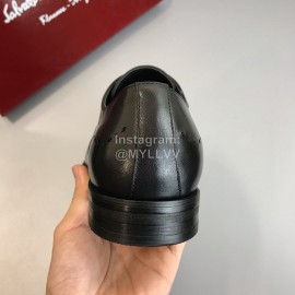 Ferragamo Soft Calf Leather Lace Up Business Shoes For Men Black