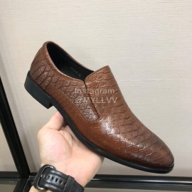 Ferragamo Fashion Calf Leather Casual Business Shoes For Men Coffee