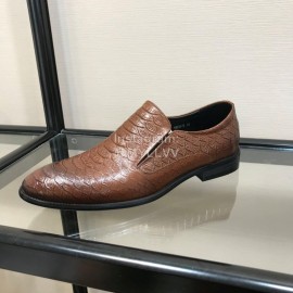 Ferragamo Fashion Calf Leather Casual Business Shoes For Men Coffee