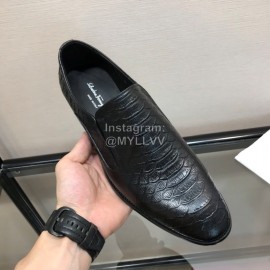 Ferragamo Fashion Calf Leather Casual Business Shoes For Men Black