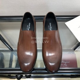Ferragamo Fashion Calf Leather Casual Business Shoes Coffee For Men 