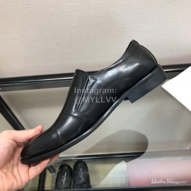 Ferragamo Fashion Calf Leather Casual Business Shoes Black For Men 